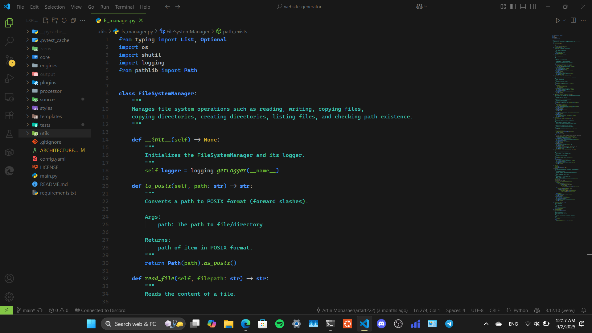 Code base screenshot